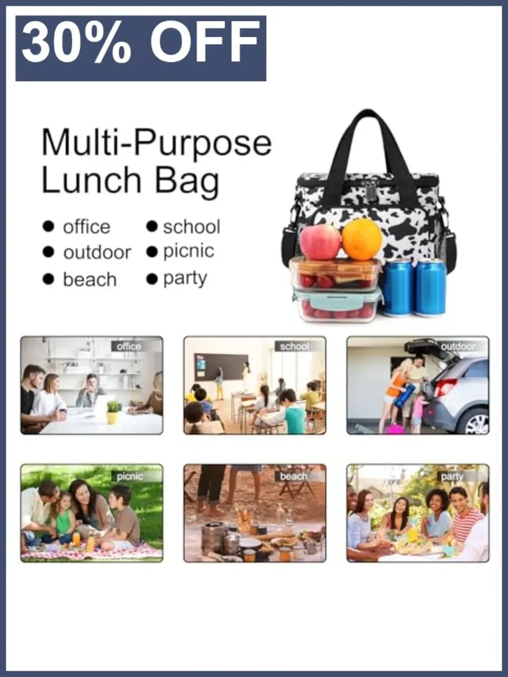 Insulated Leakproof Lunch Bag Oxford Fabric Large Tote